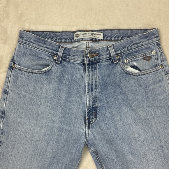 Harley Davidson‎ Baggy Light Blue Denim Jeans Men's 34x28 Y2K - Picture 1 of 8